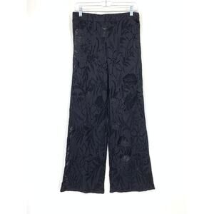 Seafolly Islands Wide Leg Pant Swim Coverup Womens Sz Large Black Sheer